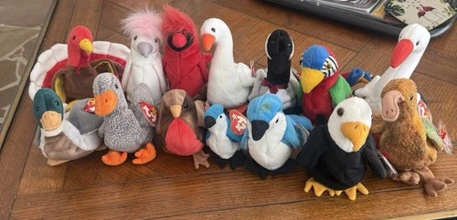 Vtg Lot Of 12 Bird Beanie Babies