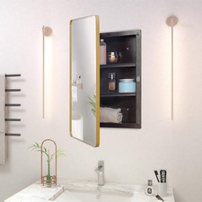 Fundin Plastic Medicine Cabinet Beveled Edge Mirror Door Round Corner Metal