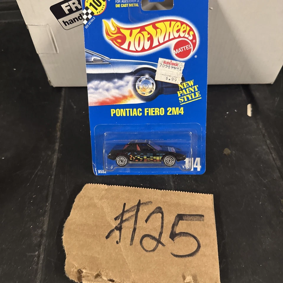 Hot Wheels PONTIAC FIERO 2M4 - 1991 SPEED POINTS Blue  Card #114 UH Wheels B16 - Image 2 of 4