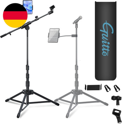 GUITTO Mikrofonständer Mit Doppel-Halter Für Smartphone/Tablet Verstellbarer Boo