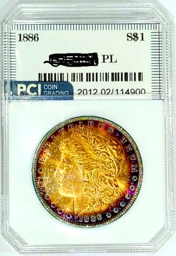 1886-P Gem BU PL Proof-like Album Rainbow  Toned Morgan Dollar Fully Struck