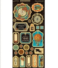 Graphic 45 STEAMPUNK SPELLS Chipboard Tags Motif Icons Mixed Media