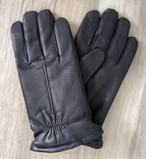 NEW Men’s Genuine Leather Driving Gloves, Touchscreen Compatible, Black, Medium