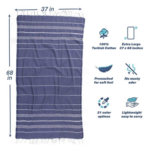 Hencely Striped Beach Towel – Lightweight Cotton Towel for Travel & Pool - Bild 153 von 206