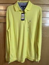 Tommy Hilfiger Classic Fit 1/4 Button Long Sleeve Shirt Sz M Yellow Pullover NWT