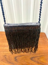 Vintage Magid Silver Grey Beaded Shoulder Purse / Bag Made In Hong Kong