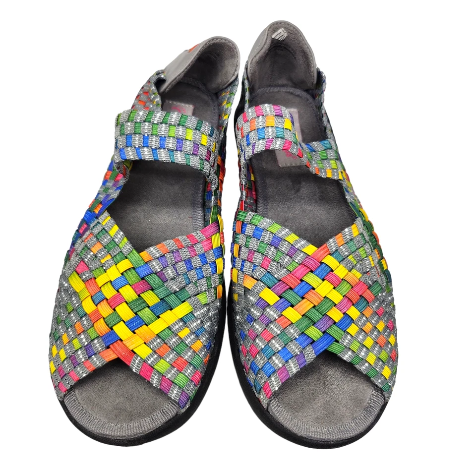 Baretraps Sandals 7 Rainbow Multi Colored Weave Slip On Comfy Mary Jane Shoes - Image 4 of 4