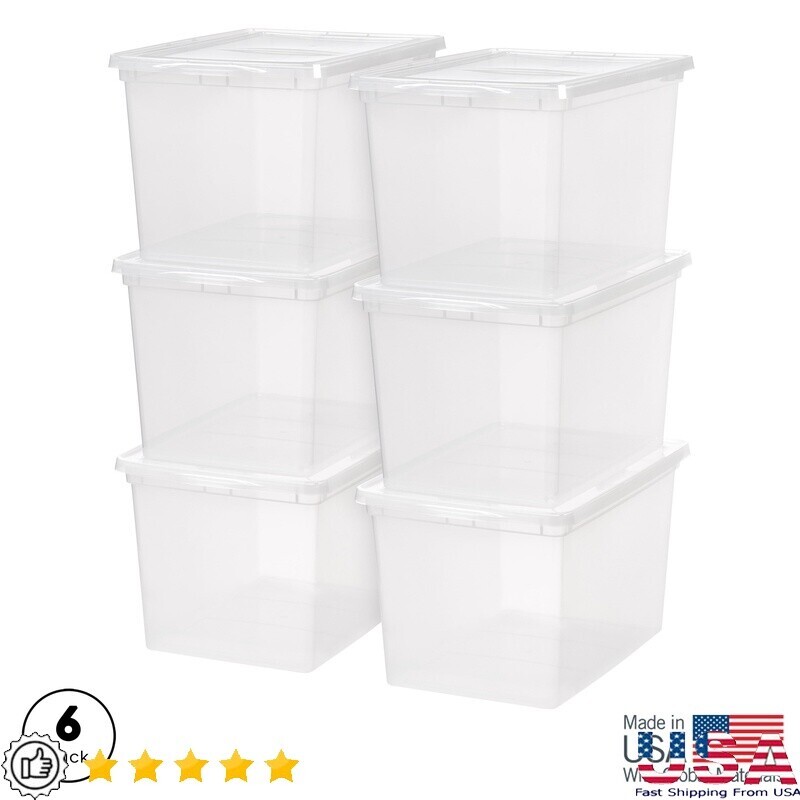 Stackable Clear Plastic Storage Bins with Lids for Home Organization-image