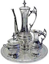 Antique Barbour Bros Aesthetic Movement Turkish Revival Silverplate Tea Set