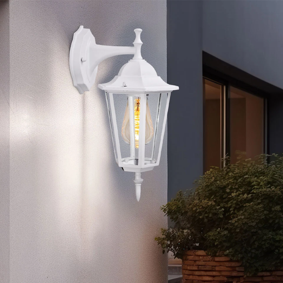 Außenleuchte Wandleuchte Wandlampe Gartenlampe Hauswand Laterne Alu Glas Weiß - Bild 4 von 4