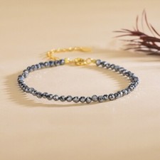 Minimalist Hematite Stone Bracelet Tiny Gemstone Dainty Bracelet Handmade