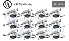 4" Inch New Construction Recessed Can Light Housing - IC Air Tight E26 (12 Pack)