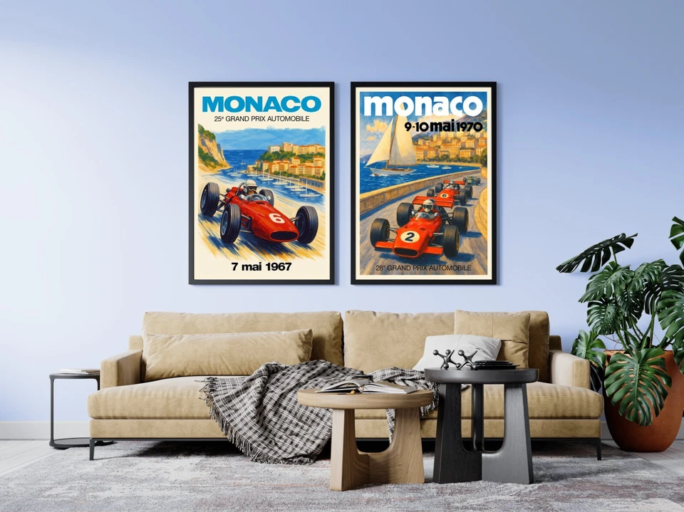 Monaco Vintage F1 Grand Prix 1970 Art Poster — Auto Racing Wall Art, Formula 1 - Image 2 of 4
