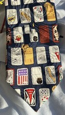 Zippo Lighter Silk Neck Tie Cigarette Collector Dad Man Fathers Gift Pre-owned