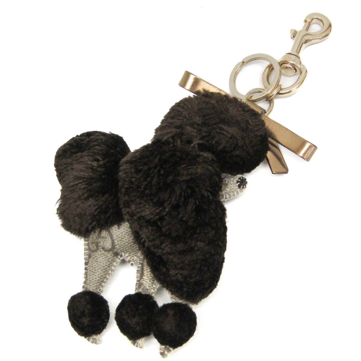 GUCCI Bag Charm Key Ring Dog Poodle Brown GG Supreme Logo