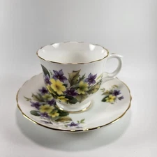 Vintage Duchess England Bone China Teacup Saucer Set - Violet Bouquet #346