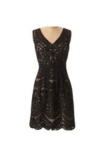 BHLDN Yoana Baraschi Silk Veiled Adler Embroidered Black Mini Dress, Sz 2