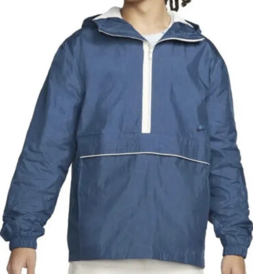Mens Nike Sportwear Essentials Lined Anorak Jacket Size Medium Blue