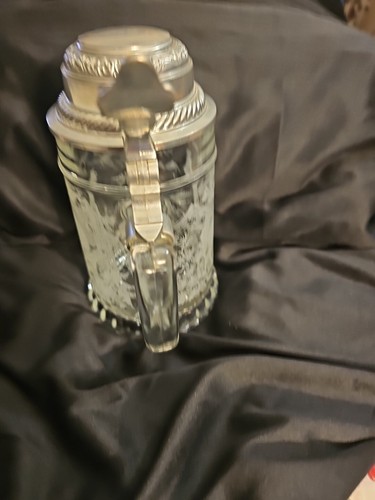 Vtg Etched Glass Beer Stein From N W Germany Pewter Lid Preowned - Picture 14 of 18
