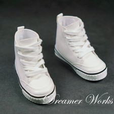 1/6 1/4 1/3 Uncle BJD Board Shoes High Top Sneakers Lace-up White PU Leather DZ