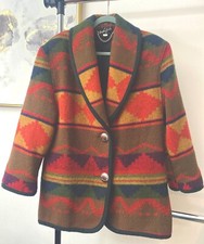 Vtg Miss New Yorker Wool Blend Coat | Southwestern Aztec | USA Made | 60s-70s