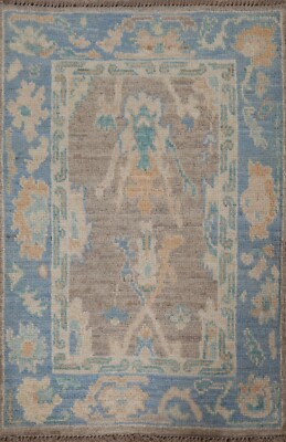 Geometric Traditional Oushak Turkish Small Rug 2x3 Wool Hand-knotted Carpet