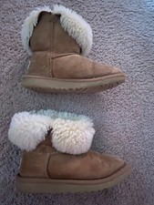 UGG Kids Girl Sheepskin Fur Brown Boots - Size Unknown
