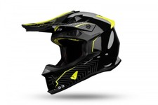 Casco Cross Ufo Intrepid per Motocross Enduro Motard Atv Nero/Giallo Lucido
