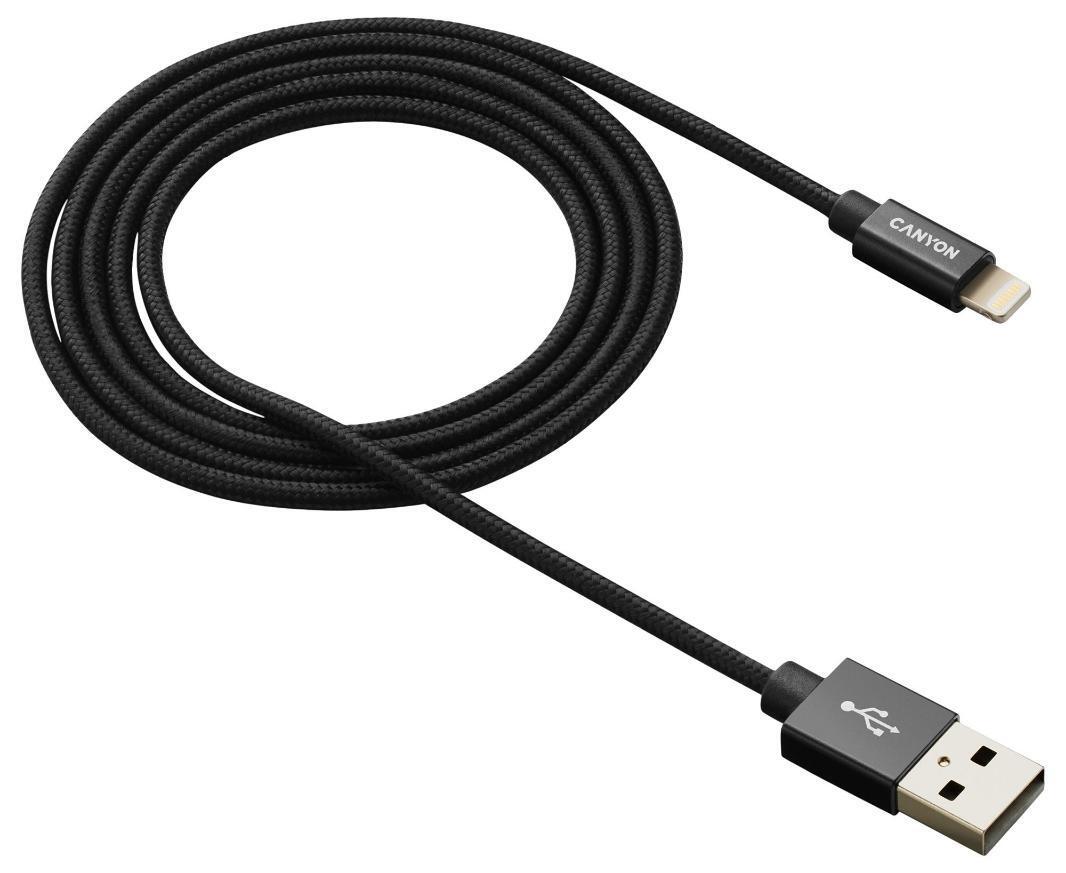 Cavo Intrecciato USB A Connettore A 8 Pin, 1M Nero - CNS-MFIC3B CANYON