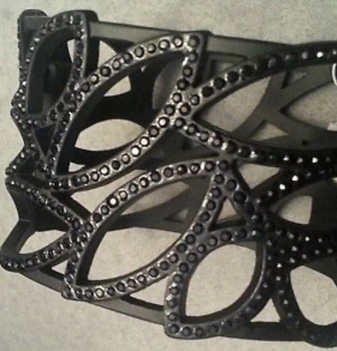 Lia Sophia “Night Owl” Black Wide Cuff Magnetic Bracelet w/Black Cut Crystals - Picture 4 of 5