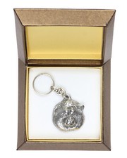 Akita, Akita Inu - Silver Plated Pendant With A Dog In A Decorative Box