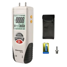 Hti-Xintai Digital Manometer, Dual Port Air Pressure Meter Pressure Gauge HVAC