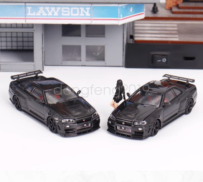 TT 1:64 Scale Carbon GTR Skyline R34 Z-Tune Figure Diecast Metal Car