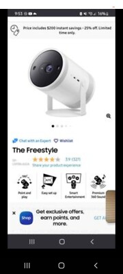 SAMSUNG 30 - 100  The Freestyle FHD HDR Smart Portable Projector