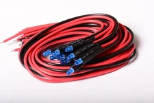 10 FOGGY DIFFUSED BLUE LEDS 3mm WIRED 30cm WITH RESISTANCE 12v WITH CABLE A1B5