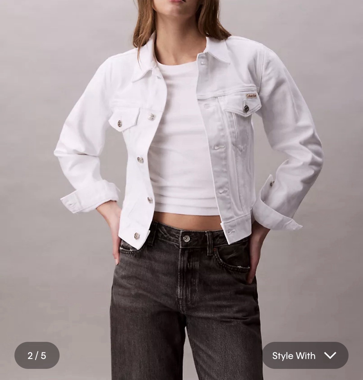 NWT Calvin Klein Jeans Stretch White Denim Jean Jacket Women