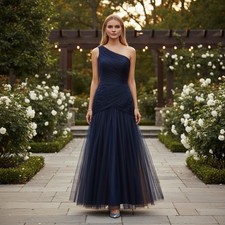 WHITE Vera Wang One Shoulder Maxi Dress 6 Wedding Guest Bridesmaid Formal Gown