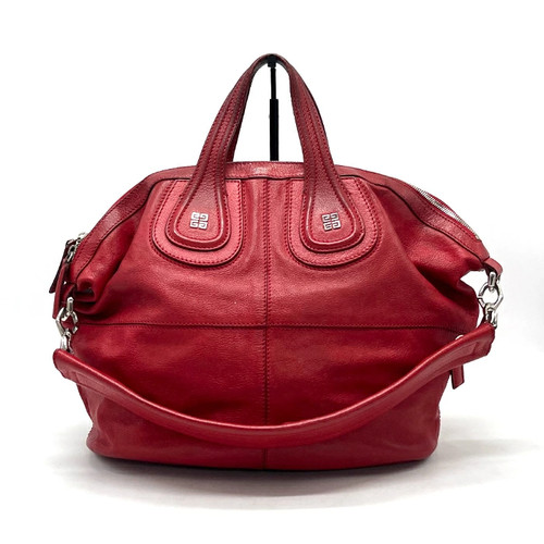 GIVENCHY Nightingale 2-Way Leather Hand Shoulder Bag Red with Strap