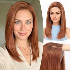 14Inch Ginger Straight 100 Human Hair Wig 13x4 Lace Front Wig