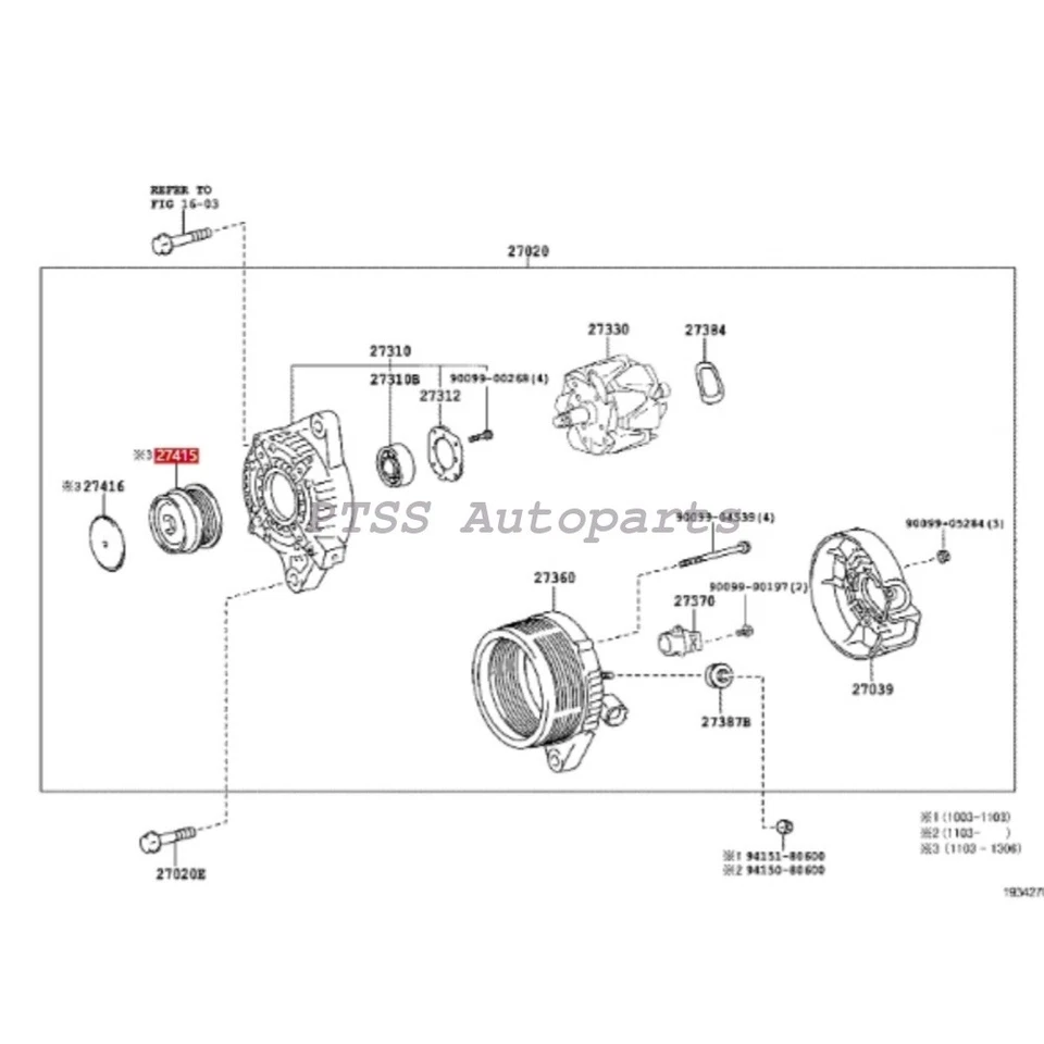 274150T011 原始设备制造商 Dayco 交流发电机滑轮适用于丰田卡罗拉 Matrix Celica 1.8L — 第 3/3 张图片