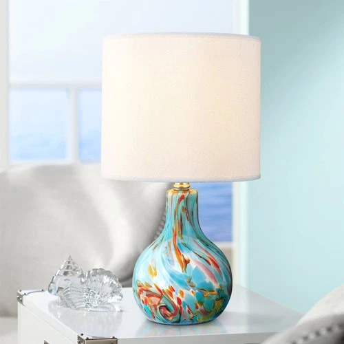 Lite Source 14 1/2" High Pepita Aqua Glass Night Light Table Lamp - Picture 1 of 2