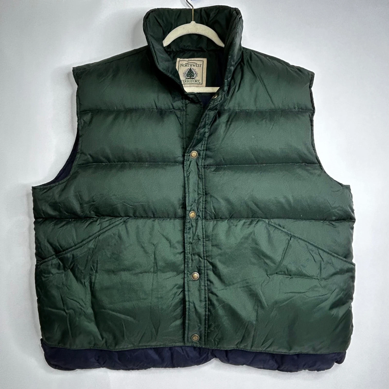 Vintage Northwest Territory Mens XL Puffer Vest Green Quilted Outdoor Gorpcore