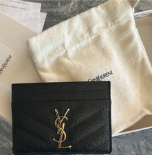 Saint Laurent Black/Gold Logo Card Wallet Card Holder for Women, Credit Card