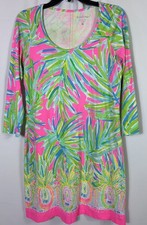 Lilly Pulitzer Beacon Shift Dress M Tiki Pink Royal Lime Resortwear Bright NWOT