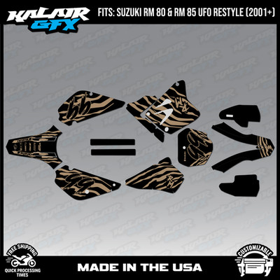 Graphics Kit for Suzuki RM85 (2001-2023) UFO Restyle Raid - TAN