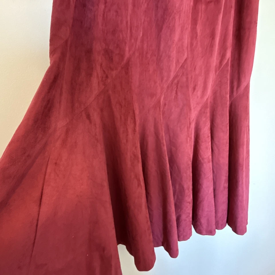 April Cornell Crushed Velour Long Red Ruffled Skirt Plus Size Modest- Size XL - Image 3 of 4