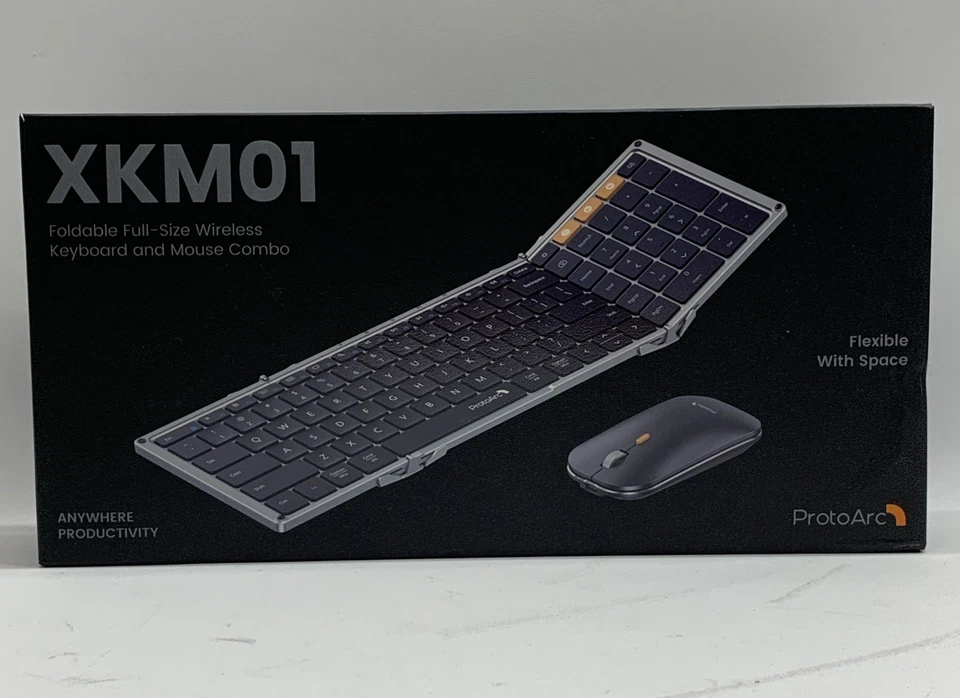 ProtoArc Foldable Keyboard and Mouse, XKM01 Folding Wireless Keyboard Mouse Comb - Image 2 of 4