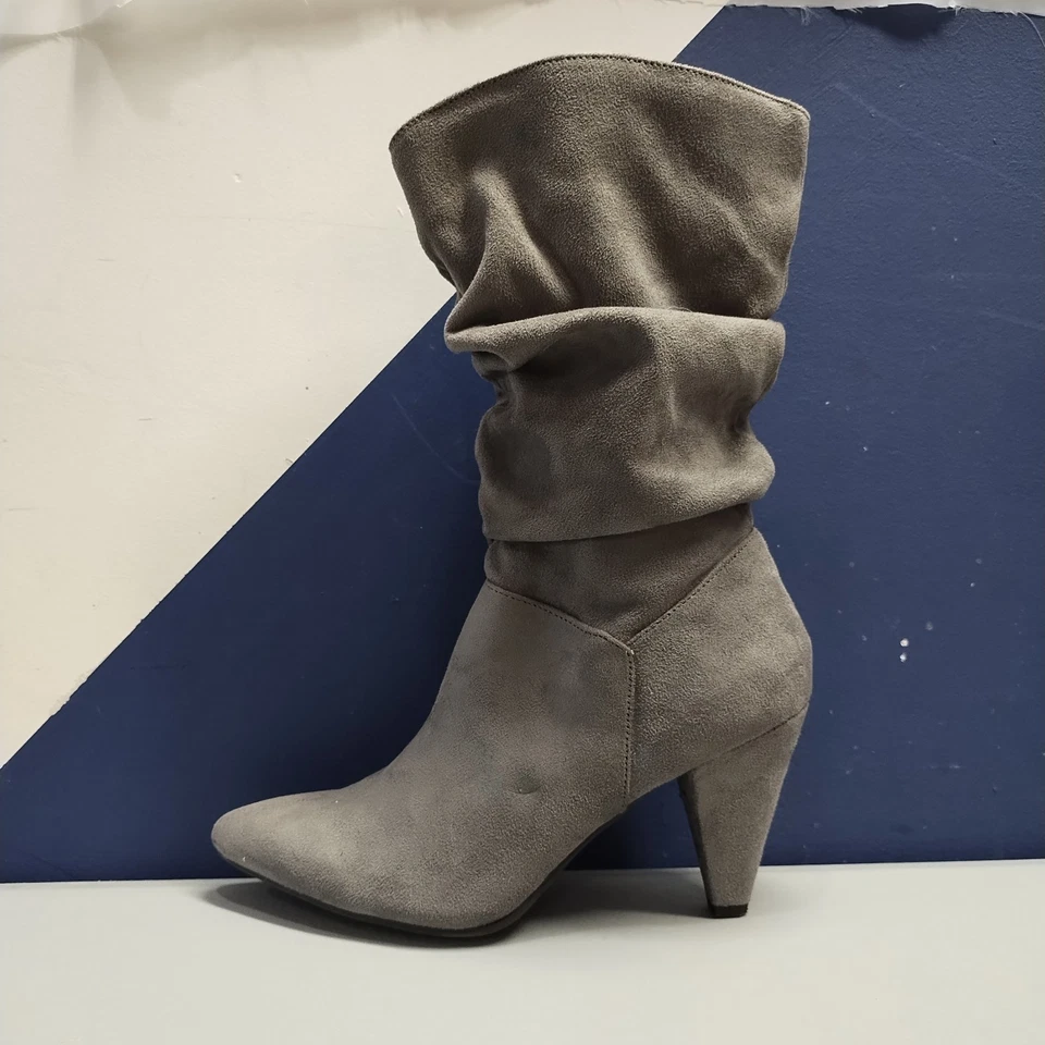 Christian Siriano Invierno Botas Slouch Mujer Talla 8 Gris Tela Cremallera Lateral Superior Foto 4 de 4