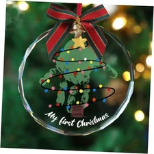 Stylor Baby's First Christmas Ornament 2025 - DIY Crystal Glass Handprint 