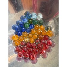 Vintage Cats Eye Glass Marbles Bulk Lot Assorted Colors Red Blue Green Orange